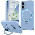 thumbnail image 1 of Dteck Liquid Silicone Case for iPhone 16, Fit for MagSafe, Magnetic Ring Kickstand Slim Phone Case with Tempered Glass Screen Protector Full Camera Protection,Blue, 1 of 6