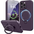 thumbnail image 1 of Dteck Liquid Silicone Case for iPhone 16 Pro, Fit for MagSafe, Magnetic Ring Kickstand Slim Phone Case with Tempered Glass Screen Protector Full Camera Protection,Deep Purple, 1 of 6