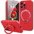 thumbnail image 1 of Dteck Liquid Silicone Case for iPhone 16 Pro, Fit for MagSafe, Magnetic Ring Kickstand Slim Phone Case with Tempered Glass Screen Protector Full Camera Protection,Red, 1 of 6
