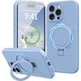 thumbnail image 1 of Dteck Liquid Silicone Case for iPhone 16 Pro, Fit for MagSafe, Magnetic Ring Kickstand Slim Phone Case with Tempered Glass Screen Protector Full Camera Protection,Blue, 1 of 6
