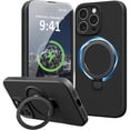 thumbnail image 1 of Dteck Liquid Silicone Case for iPhone 16 Pro Max, Fit for MagSafe, Magnetic Ring Kickstand Slim Phone Case with Tempered Glass Screen Protector Full Camera Protection,Black, 1 of 6