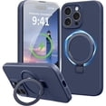 thumbnail image 1 of Dteck Liquid Silicone Case for iPhone 16 Pro Max, Fit for MagSafe, Magnetic Ring Kickstand Slim Phone Case with Tempered Glass Screen Protector Full Camera Protection,Navy Blue, 1 of 6