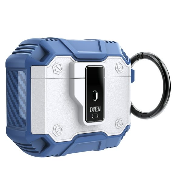 Dteck Lock Case for AirPods 4th Generation, Compatible with AirPods 4 Case (2024) with Keychain, Strong Drop Protection,White