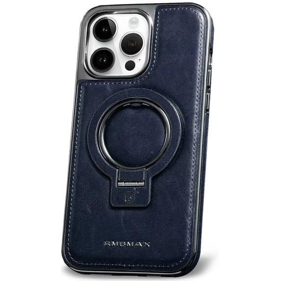 Dteck Luxury Leather Invisible Stand Case for iPhone 12 / iPhone 12 Pro,Shockproof Premium Leather Case Magnetic Ring Stand Mag Safe Cover for iPhone 12 / iPhone 12 Pro,Blue