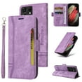 thumbnail image 1 of Dteck Luxury Leather Wallet Case Compatible with Samsung Galaxy S21 Ultra 6.8 inch with Shockproof Kickstand Card/Cash Slot Magnetic Case for Samsung Galaxy S21 Ultra,Purple, 1 of 10