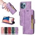 thumbnail image 1 of Dteck Luxury Leather Wallet Case Compatible with iPhone 11 Pro 6.1 inch with Shockproof Kickstand Card/Cash Slot Magnetic Case for iPhone 11 Pro,Purple, 1 of 10