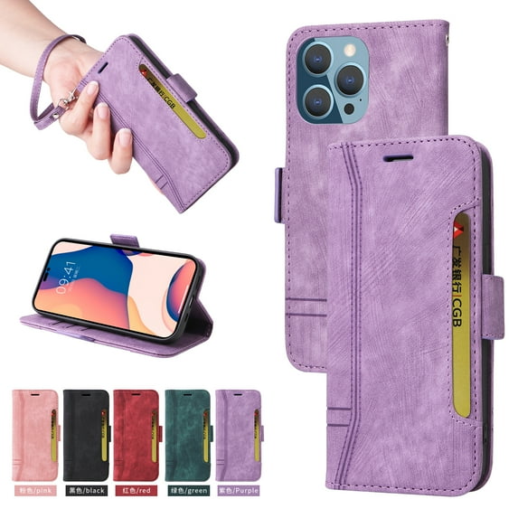 Dteck Luxury Leather Wallet Case Compatible with iPhone 11 Pro 6.1 inch with Shockproof Kickstand Card/Cash Slot Magnetic Case for iPhone 11 Pro,Purple