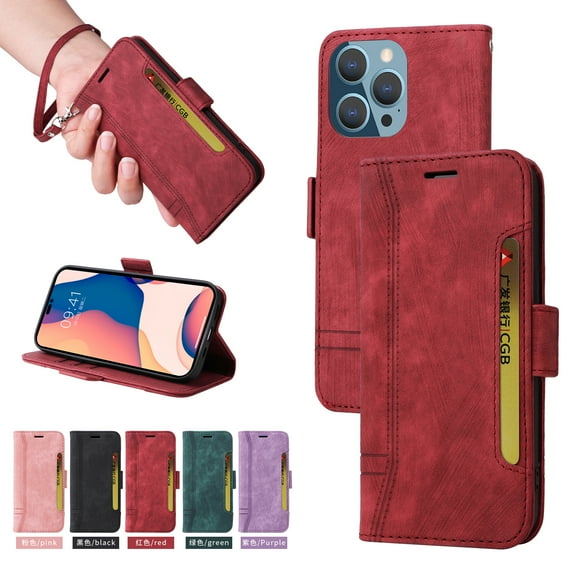 Dteck Luxury Leather Wallet Case Compatible with iPhone 11 Pro Max 6.7 inch with Shockproof Kickstand Card/Cash Slot Magnetic Case for iPhone 11 Pro Max,Red