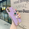 thumbnail image 1 of Dteck Luxury Plating Soft TPU Case with Love Heart Gemstone Chain Bracelet Strap Shiny Cute Protective Cover for Women Grils For iPhone 12 Pro,Purple, 1 of 5
