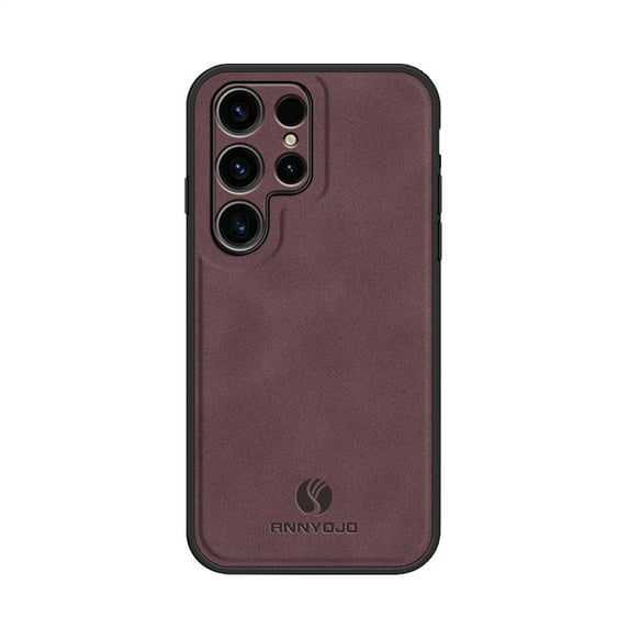 Dteck Luxury Retro Slim Back Phone Case for Samsung Galaxy S22 Ultra,Military Grade Shockproof Portective PU Leather Soft TPU Bumper Cover for Magnetic Car Mount Holder,Winered