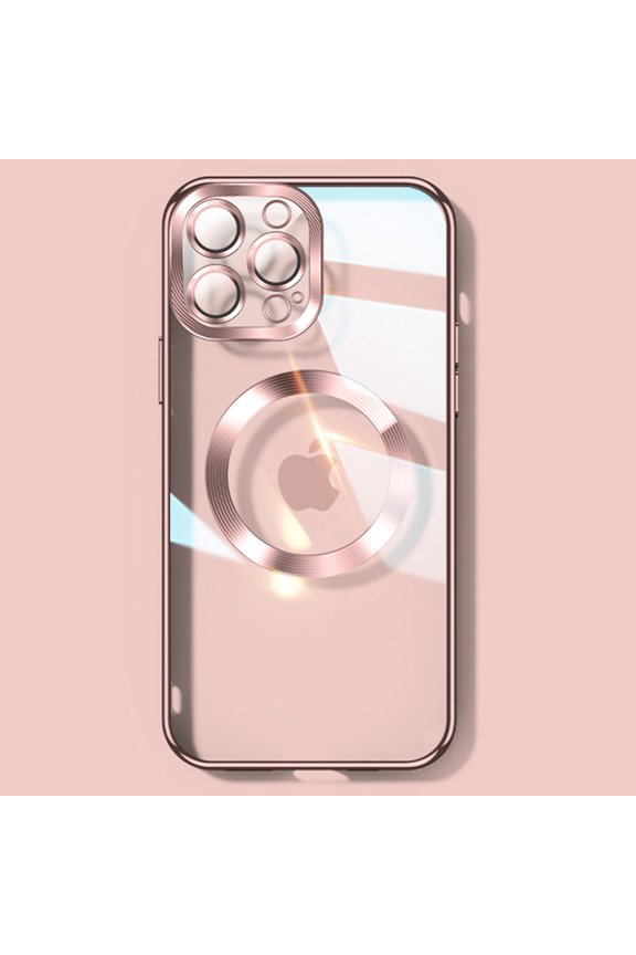MagSafe Compatible Clear Case for iPhone 13 Pro Max, Slim Plating Transparent PC Cover Magnetic Rugged Case, Rosegold