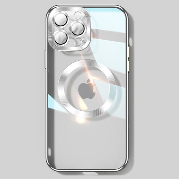 Dteck MagSafe Compatible Clear Case for iPhone 13 Pro Max, Slim Plating Transparent PC Cover Magnetic Rugged Case, Silver