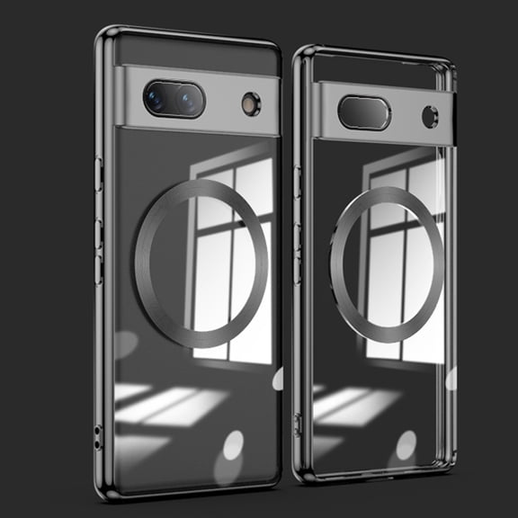 Dteck MagSafe Compatible Google Pixel 7A Case, Slim Plating TPU Bumper Shockproof Crystal Clear Back Cover Lightweight Flexible Protective Phone Shell for Google Pixel 7A,Black