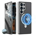 thumbnail image 1 of Dteck MagSafe Compatible Samsung Galaxy S22 Ultra Case with Built-in Screen Protector, Safety Lock + Magnetic Adsorption 360 Full Body Protection Metal Bumper with Magnetic Invisible Stand,Silver, 1 of 8