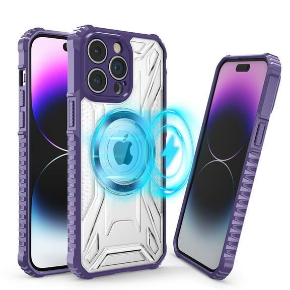 Dteck MagSafe Compatible iPhone 11 Case, Rugged Military Cover Anti-Scratch Clear Back Shockproof Drop Protection Bumper Case for iPhone 11,Purple