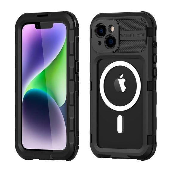 Dteck MagSafe Compatible iPhone 14 Waterproof Case Built-in Screen Protector IP68 Underwater Dustproof 360 Full Body Shockproof Protective Magentic Case with Lanyard for iPhone 14 6.1",Black