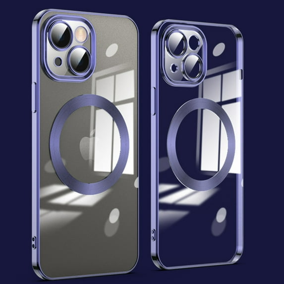 Dteck MagSafe Compatible with iPhone 15 Plus Case, Magnetic Clear Case for iPhone 15 Plus, Slim Plating Edge Soft TPU Cover Shockproof Phone Case 6.7 Inch,Purple