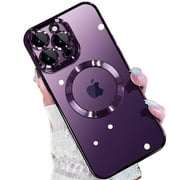 Dteck MagSafe Compatible with iPhone 15 Pro Max Case, Magnetic Clear Case for iPhone 15 Pro Max, Slim Plating Edge Soft TPU Cover Shockproof Phone Case 6.7 Inch,Purple