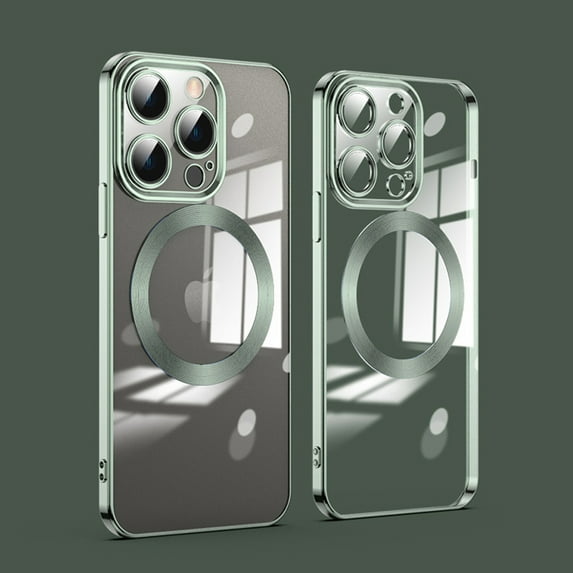 Dteck MagSafe Compatible with iPhone 15 Pro Max Case, Magnetic Clear Case for iPhone 15 Pro Max, Slim Plating Edge Soft TPU Cover Shockproof Phone Case 6.7 Inch,Green