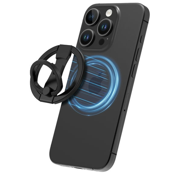 Dteck for MagSafe Ring Holder, MagSafe Phone Grip, Magnetic Phone Ring Holder, Magnetic Phone Grip with 2-Way Adjustable Stand for iPhone 15/14/13/12 Series, MagSafe Accessories, Black