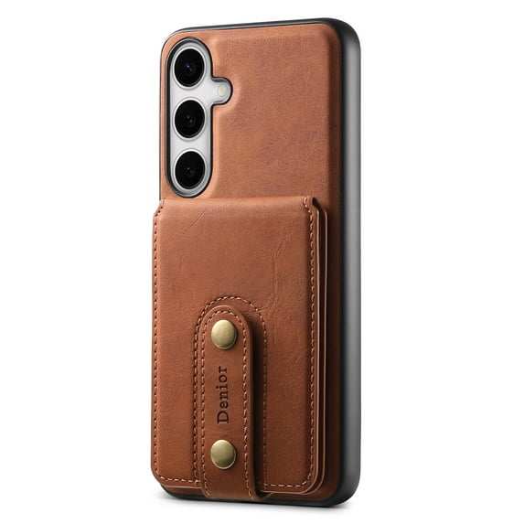 Dteck for MagSafe Wallet, 2 in 1 Detachable Back Phone Case for Samsung Galaxy S23, Durable PU Leather Wallet Case Cover Kickstand for Galaxy S23 Plus,Brown