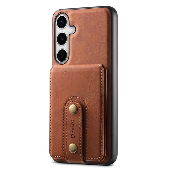 Dteck for MagSafe Wallet, 2 in 1 Detachable Back Phone Case for Samsung Galaxy S24+, Durable PU Leather Wallet Case Cover Kickstand for Galaxy S24 Plus,Brown