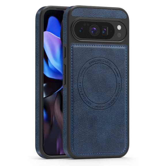 Dteck Magnetic Back Case for Google Pixel 10 Pro XL,Shockproof Leather Case Compatible with Mag Safe Slim Cover for Google Pixel 10 Pro XL,Darkblue