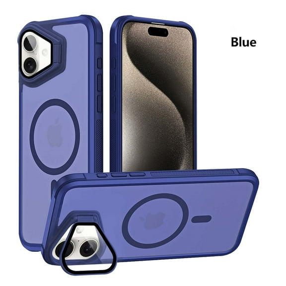Dteck Magnetic Case for Apple iPhone 11 with Kickstand, Shockproof TPU Acrylic Shockproof Back Lightweight Anti-Scratch Protective Case, Wireless Charging Non-Slip Grip Support Cover, Blue