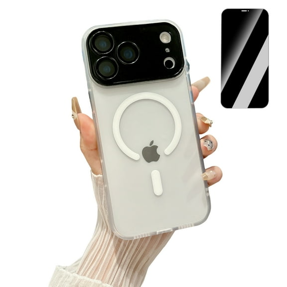 Dteck Magnetic Case with Auto Alignment Privacy Screen Protector for iPhone Air, Compatible with MagSafe Full Camera Protection Matte Hard Back Shockproof Protective Cover, White