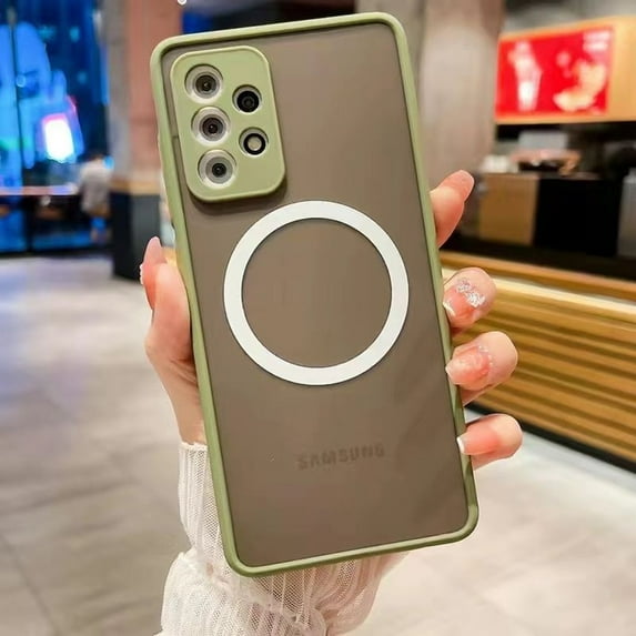 Dteck Magnetic Case Compatible for Samsung Galaxy S23 Ultra, Matte Clear Hard PC & TPU Case with MagSafe Magnetic Transparent Shockproof Protective Slim Fit Cover, Matchagreen