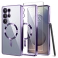 thumbnail image 1 of Dteck Magnetic Case Compatible with Samsung Galaxy S25+,Compatible with MagSafe Full Camera Protection Screen Protector Shockproof Plating TPU Clear Phone Cover for Galaxy S25 Plus,Purple, 1 of 8