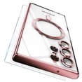 thumbnail image 1 of Dteck Magnetic Case Compatible with Samsung Galaxy S25 Ultra,Compatible with MagSafe Full Camera Protection Screen Protector Shockproof Plating TPU Clear Phone Cover for Galaxy S25 Ultra,Pink, 1 of 8
