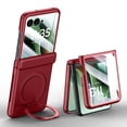 thumbnail image 1 of Dteck Magnetic Case with Front Tempered Glass Screen Protector for Motorola Razr 2025/2024,Shockproof PC Case Hinge Protection with 360° Rotating Kickstand Compatible with Mag Safe Cover,Red, 1 of 8