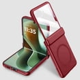 thumbnail image 1 of Dteck Magnetic Case with Front Tempered Glass Screen Protector for Motorola Razr Ultra 2025,Shockproof PC Case Hinge Protection Compatible with Mag Safe Cover,Red, 1 of 9