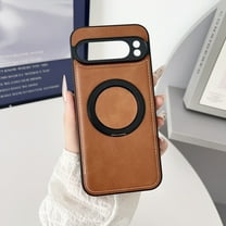 Dteck Magnetic Case for Google Pixel 10/10 Pro, Leather 360 Degree Rotatable Ring Stand Kickstand Rugged Shockproof Phone Cover for Google Pixel 10/10 Pro,Brown