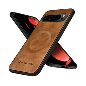 Dteck Magnetic Case for Google Pixel 9 / 9 Pro ,Slim Leather+TPU Case Compatible with MagSafe Shockproof Back Phone Cover for Google Pixel 9 / 9 Pro,Brown