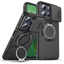 Dteck Magnetic Case for Motorola Moto G Power 5G 2025/Moto G Play 2025 ,Hard Plastic Shell Phone Case with Phone Ring Grip Holder Kickstand/Slide Camera Cover, Protective Shockproof Cover,Black