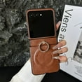 thumbnail image 1 of Dteck Magnetic Case for Motorola Razr+ 2023,Shockproof Ring Holder Stand Case Compatible with MagSafe Leather Hinge Protection Cover for Motorola Razr+ 2023,Brown, 1 of 7