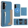 thumbnail image 1 of Dteck Magnetic Case for Samsung Galaxy A06 5G,  2 in 1 Wallet Case Detachable Card Holder, Compatible with MagSafe, Slim PU Leather RFID Blocking Credit Slots Zipper Pocket,Light Blue, 1 of 7