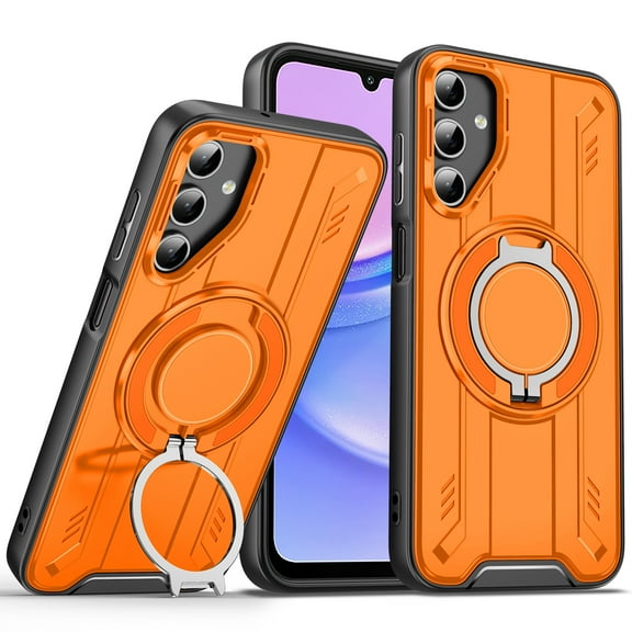 Dteck Magnetic Case for Samsung Galaxy A35,Shockproof TPU+PC Case Compatible with Mag Safe Ring Holder Stand Military Grade Drop Proof Cover for Galaxy A35 5G,  Orange
