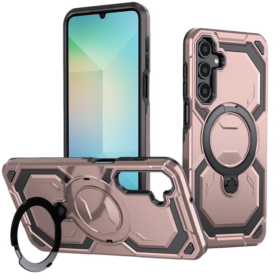 Dteck Magnetic Case for Samsung Galaxy A35,Shockproof TPU+PC Ring Holder Case Compatible with Mag Safe Military Drop Protection Kickstand Back Cover,Rosegold