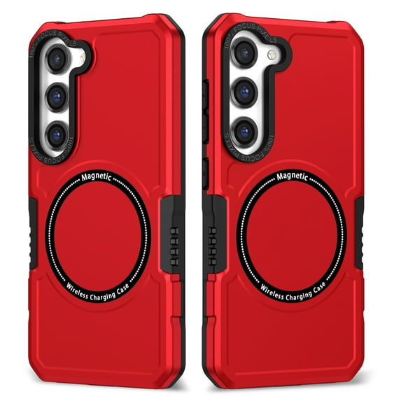 Dteck Magnetic Case for Samsung Galaxy S21+ Compatible with MagSafe, Shockproof Military Grade Protection Magnetic Rugged Case for Samsung Galaxy S21+,Red