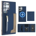 thumbnail image 1 of Dteck Magnetic Case for Samsung Galaxy S22 Ultra,  2 in 1 Wallet Case Detachable Card Holder, Compatible with MagSafe, Slim PU Leather RFID Blocking Credit Slots Zipper Pocket,Blue, 1 of 7