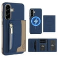 thumbnail image 1 of Dteck Magnetic Case for Samsung Galaxy S23 5G,  2 in 1 Wallet Case Detachable Card Holder, Compatible with MagSafe, Slim PU Leather RFID Blocking Credit Slots Zipper Pocket,Blue, 1 of 7