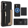 thumbnail image 1 of Dteck Magnetic Case for Samsung Galaxy S23 5G,  2 in 1 Wallet Case Detachable Card Holder, Compatible with MagSafe, Slim PU Leather RFID Blocking Credit Slots Zipper Pocket,Black, 1 of 7