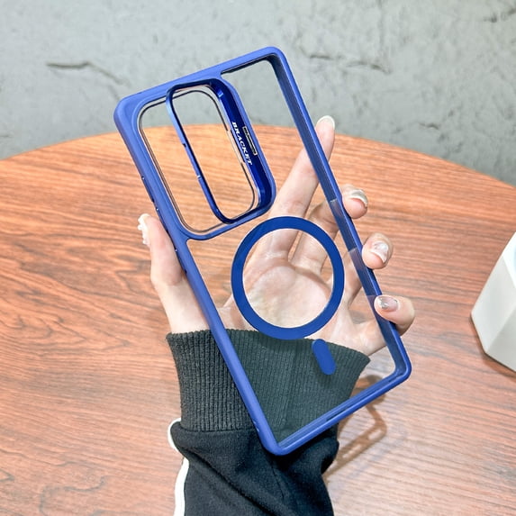Dteck Magnetic Case for Samsung Galaxy S23 Plus,Shockproof TPU+PC Clear Case Compatible with Mag Safe Built-in Camera Kickstand Cover for Samsung Galaxy S23 Plus,Darkblue