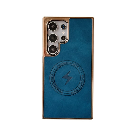 Dteck Magnetic Case for Samsung Galaxy S23, Shockproof Magnetic Anti-Fingerprint PU Leather Cover Support Wireless Charging Ultra Slim Protection Cover, Blue