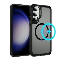 Dteck Magnetic Case for Samsung Galaxy S24 Plus / S24  Compatible with MagSafe & Magnetic Car Phone Mount, Slim Translucent Matte Shockproof with Anti-Fingerprint Phone Case 6.7",Black