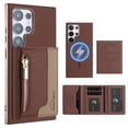 thumbnail image 1 of Dteck Magnetic Case for Samsung Galaxy S24 Ultra,  2 in 1 Wallet Case Detachable Card Holder, Compatible with MagSafe, Slim PU Leather RFID Blocking Credit Slots Zipper Pocket,Brown, 1 of 7