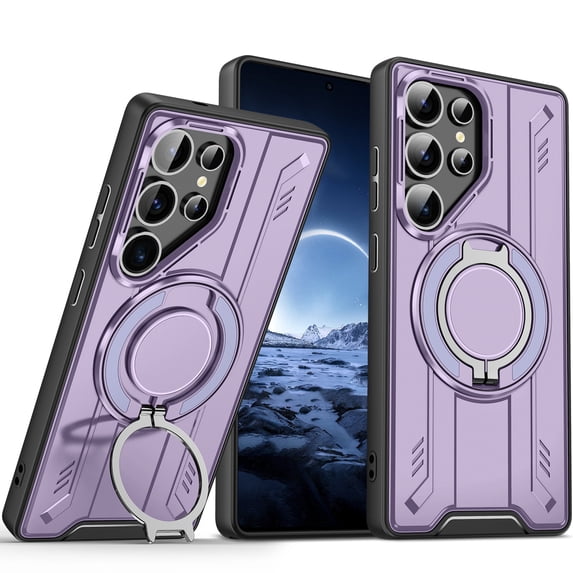 Dteck Magnetic Case for Samsung Galaxy S24 Ultra,Shockproof TPU+PC Case Compatible with Mag Safe Ring Holder Stand Military Grade Drop Proof Cover for Galaxy S24 Ultra, Purple